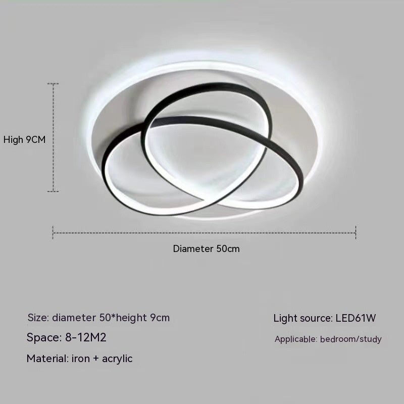 Cloverleaf LED Flush Ceiling Light / 50cm Black 61W / White Light 6500K