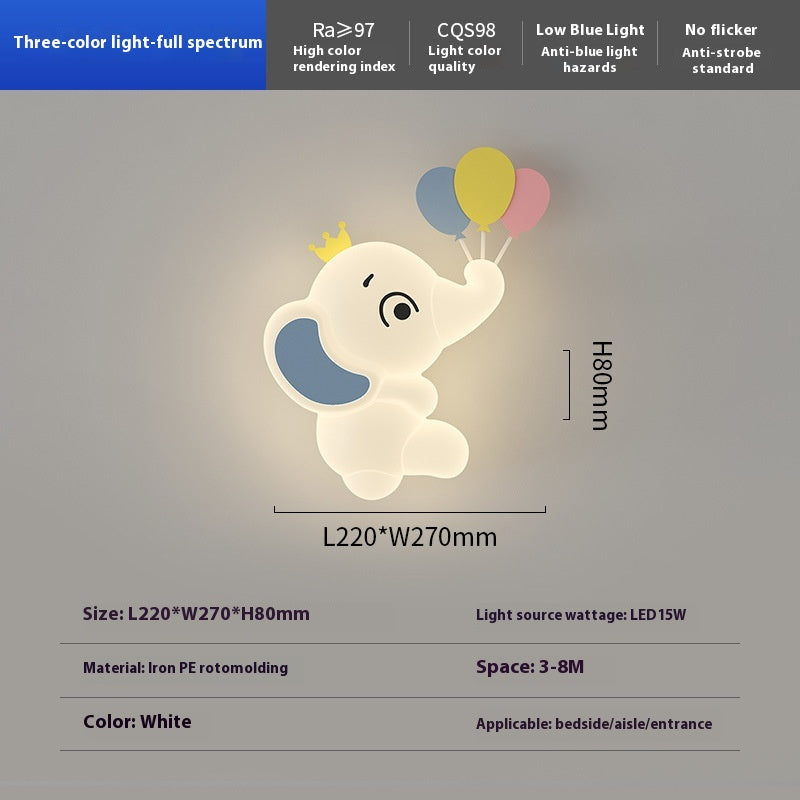 Elephina Cartoon Nursery Wall Light