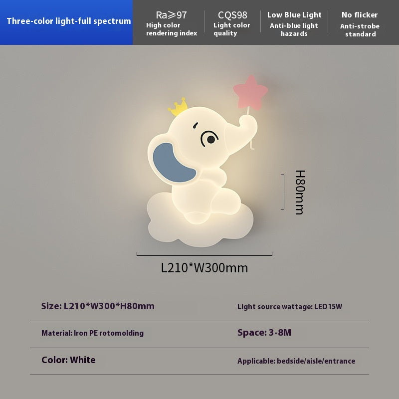 Elephina Cartoon Nursery Wall Light