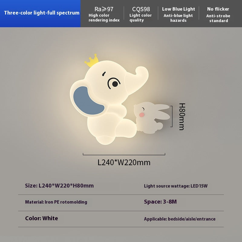 Elephina Cartoon Nursery Wall Light