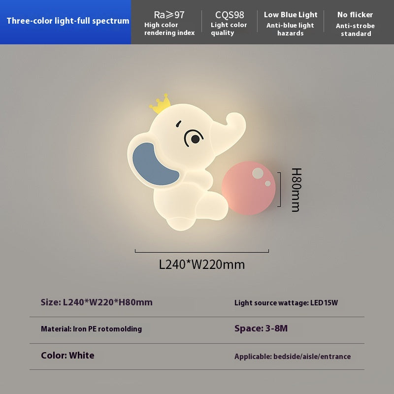 Elephina Cartoon Nursery Wall Light
