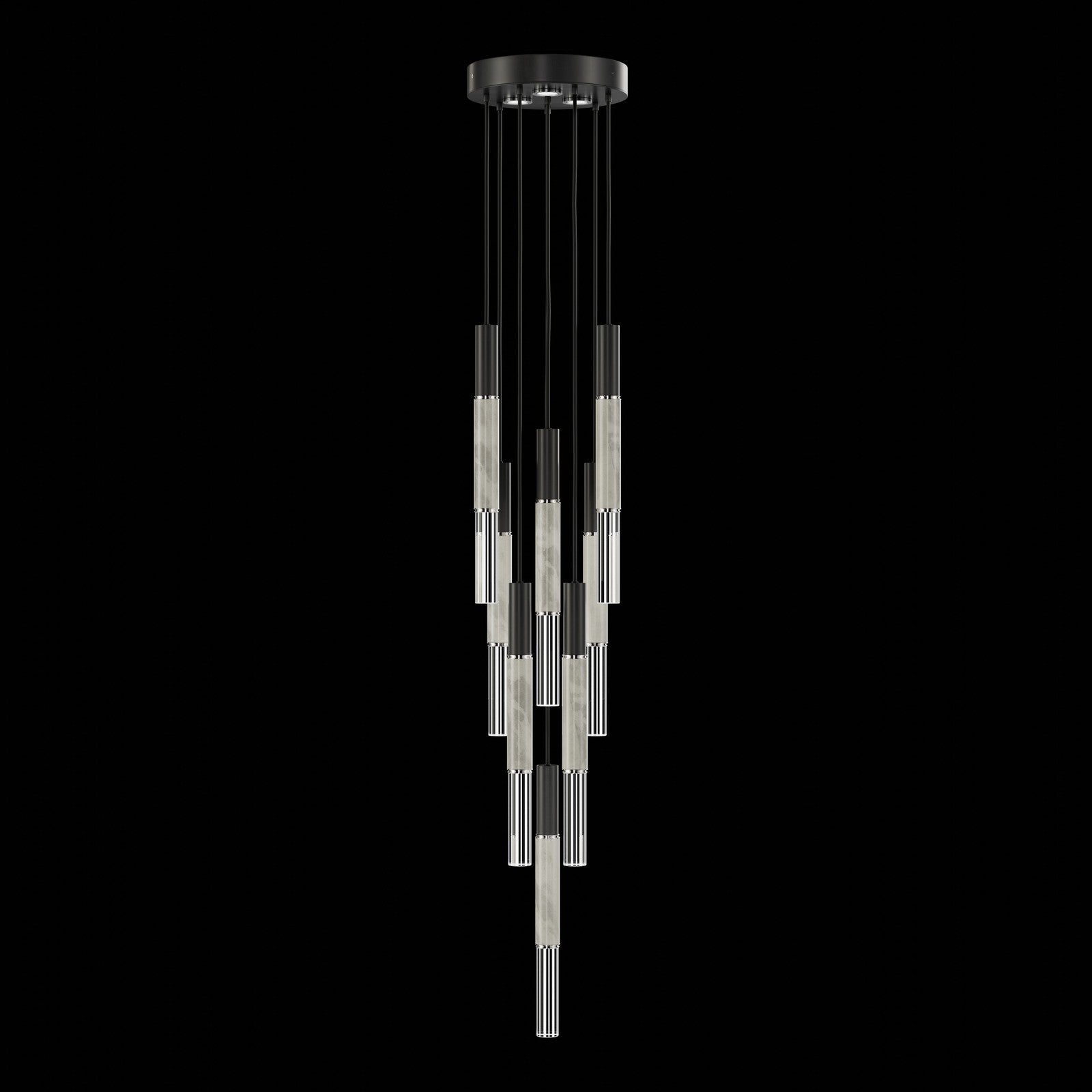 Ombrelle Dual-Beam Artisan Pendant / Black / Nickel / Smoke
