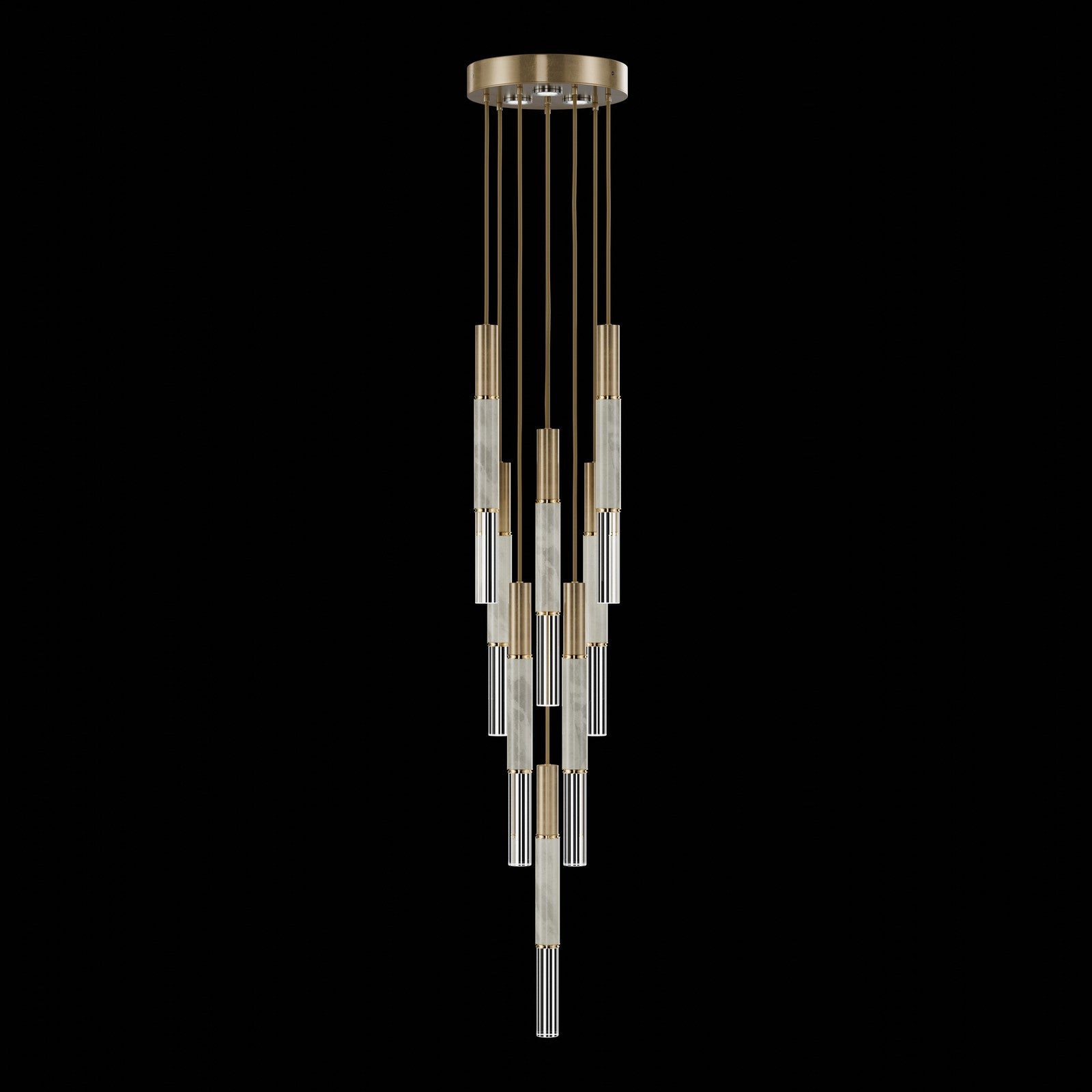 Ombrelle Dual-Beam Artisan Pendant / Gold Leaf / Brass / Smoke