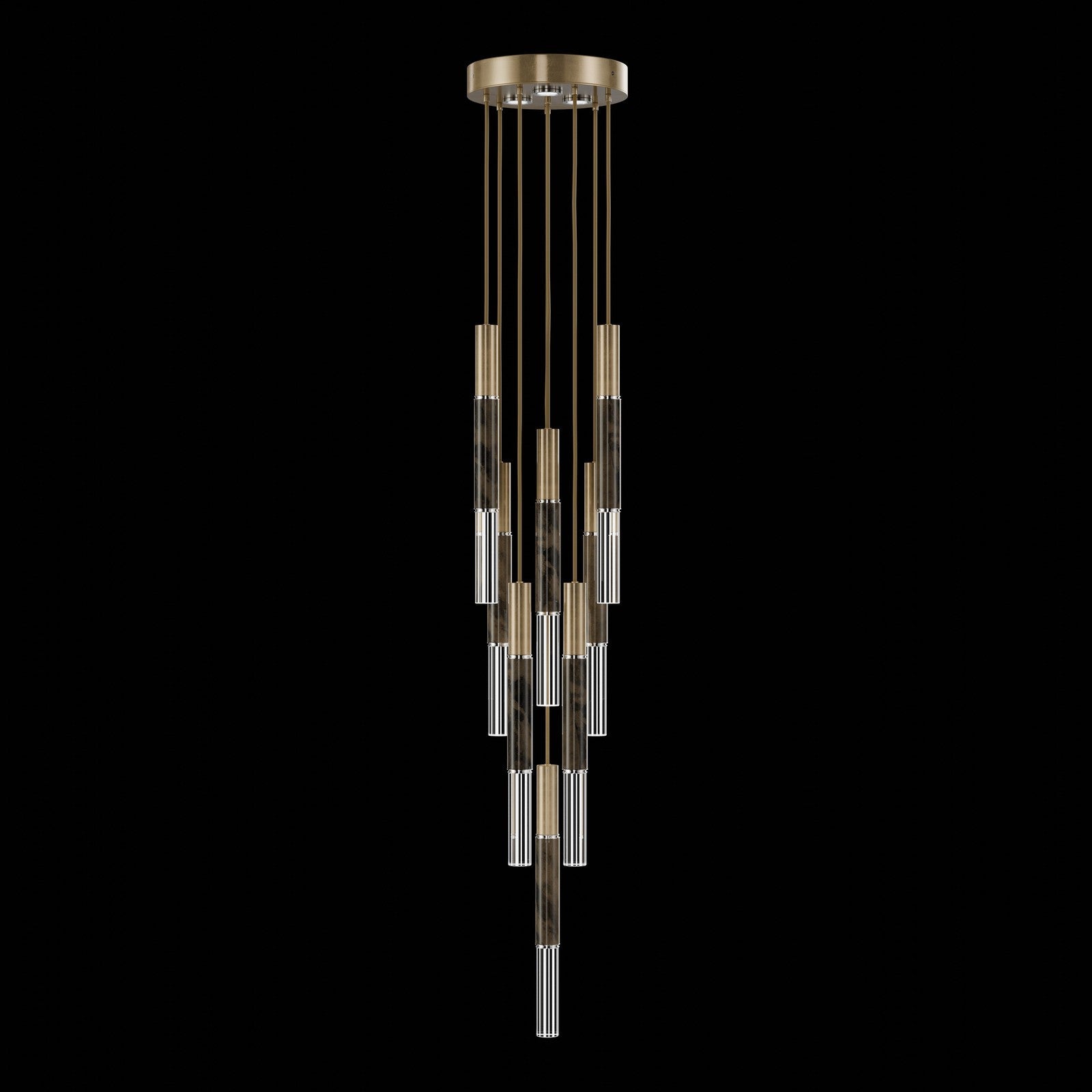 Ombrelle Dual-Beam Artisan Pendant / Gold Leaf / Nickel / Charcoal
