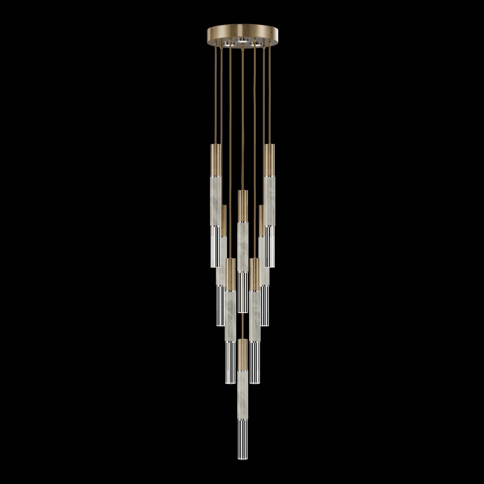 Ombrelle Dual-Beam Artisan Pendant / Gold Leaf / Nickel / Smoke