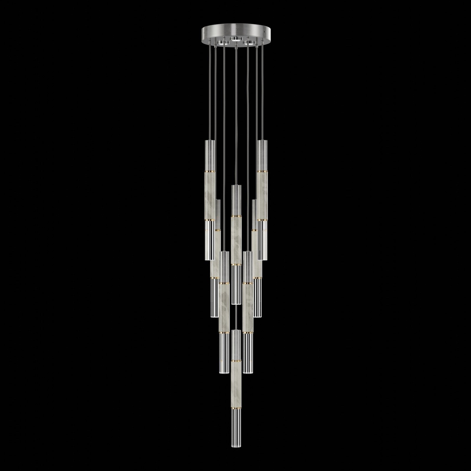 Ombrelle Dual-Beam Artisan Pendant / Silver Leaf / Brass / Smoke