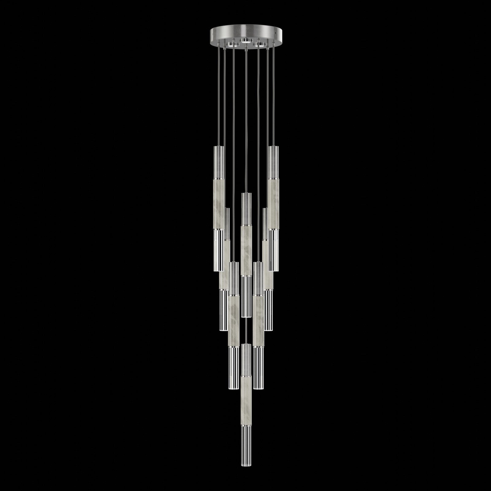 Ombrelle Dual-Beam Artisan Pendant / Silver Leaf / Nickel / Smoke