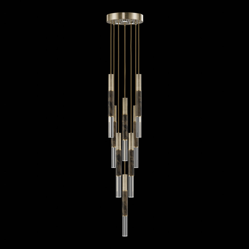 Ombrelle Dual-Beam Artisan Pendant / Soft Gold Leaf / Brass / Charcoal