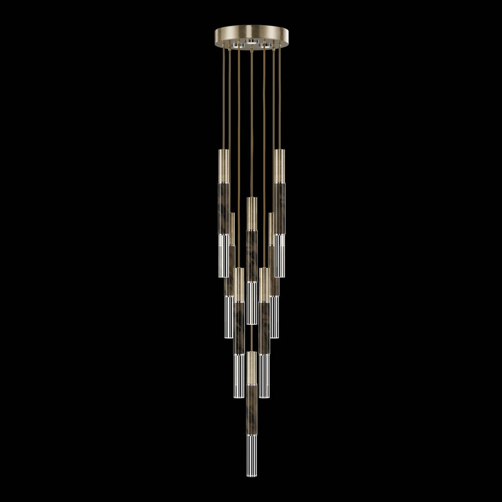 Ombrelle Dual-Beam Artisan Pendant / Soft Gold Leaf / Nickel / Charcoal
