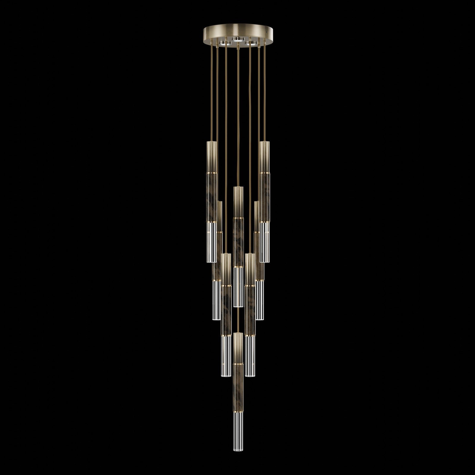 Ombrelle Dual-Beam Artisan Pendant / Ombre Bronze / Brass / Charcoal