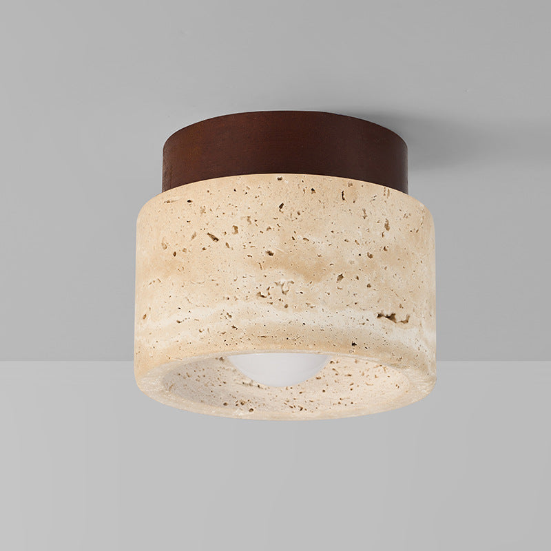 Travertine Glow Entry Ceiling Light / Wood Color Suction / Send LED White Light